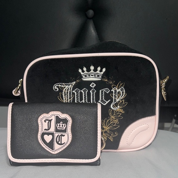 Juicy Couture Black and Pink Crossbody Bag with Wallet - Picture 1 of 9